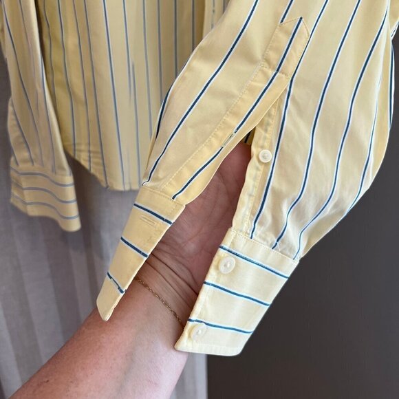 Abercrombie & Fitch Button Down Muscle Shirt Long Sleeve Yellow stripe, Size XXL - Picture 2 of 8